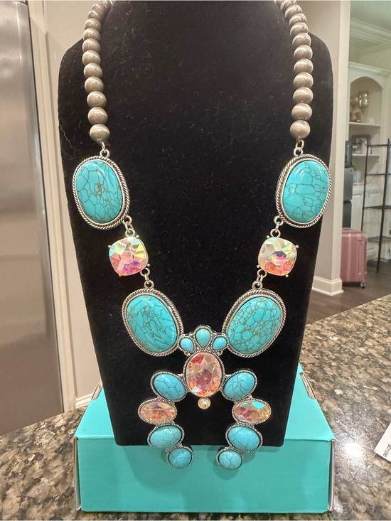 Emma Jewelry - Emma Turquoise and AB Statement Pendant Necklace Fashion Jewelry